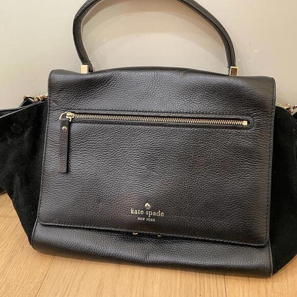 Kate Spade New York Black Leather Satchel Crossbody Bag - Picture 3 of 8